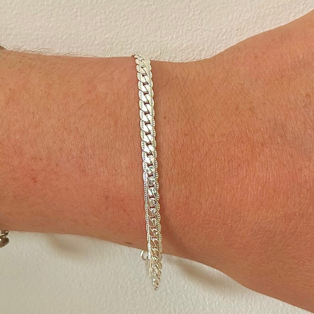 Y2K Sterling Silver 925 Snake Chain Bracelet 8 Inch Unisex Stainless Steel - Picture 2 of 8